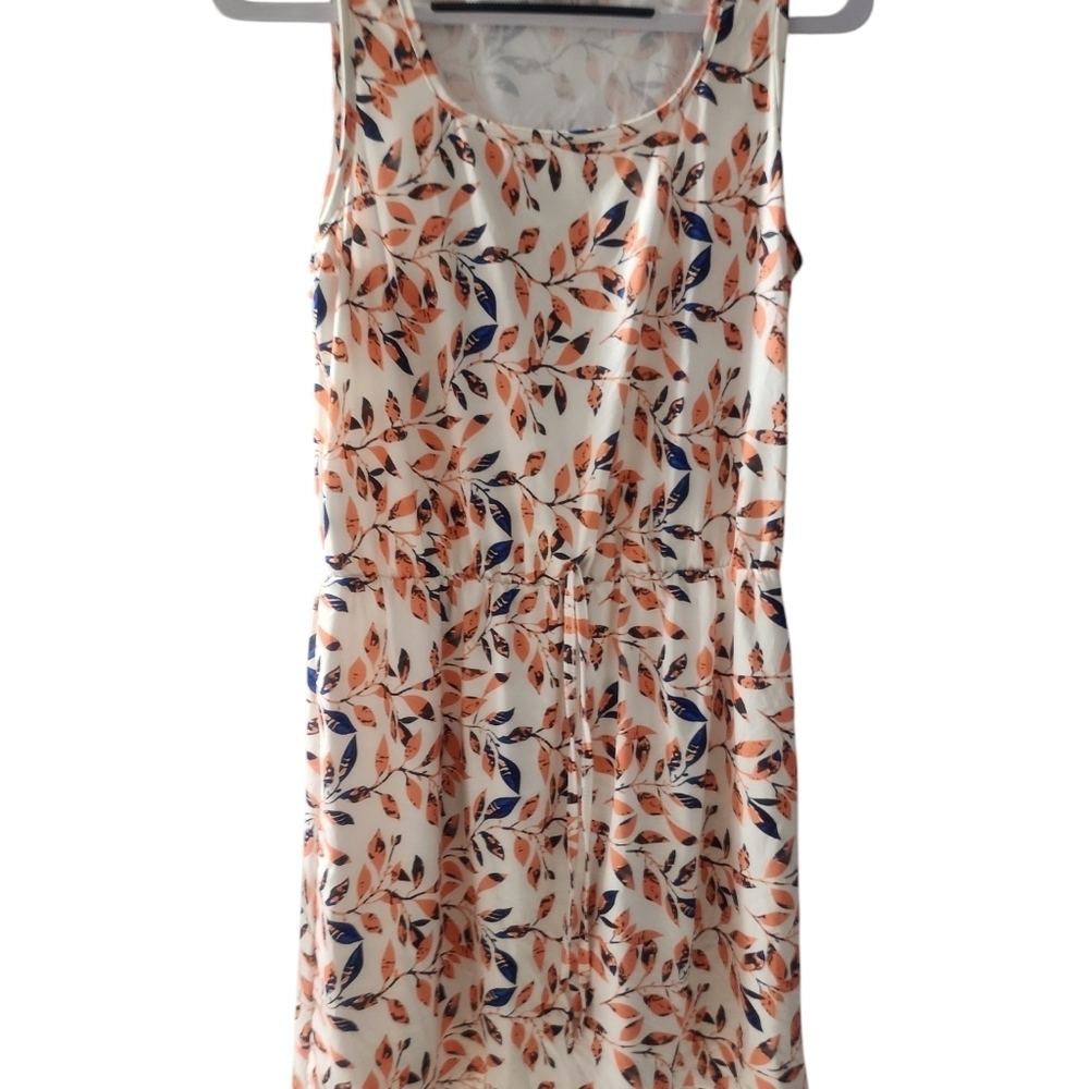 Shein Womens Tropical Plant Leaf Tank Dress Spring Summer Orange Size Large - Picture 2 of 4